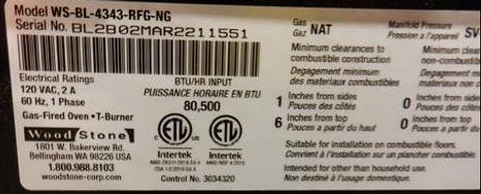 Refurbished WOOD STONE 42.5" GAS STONE PIZZA OVEN -2022 model - like new