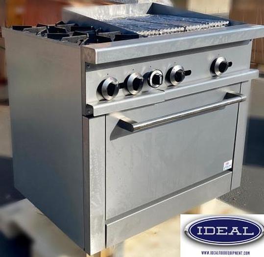 Oven with 24" char broiler and 2 open burners