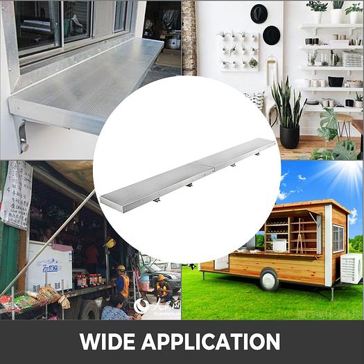 96' x 12" folding concession shelf - stainless steel