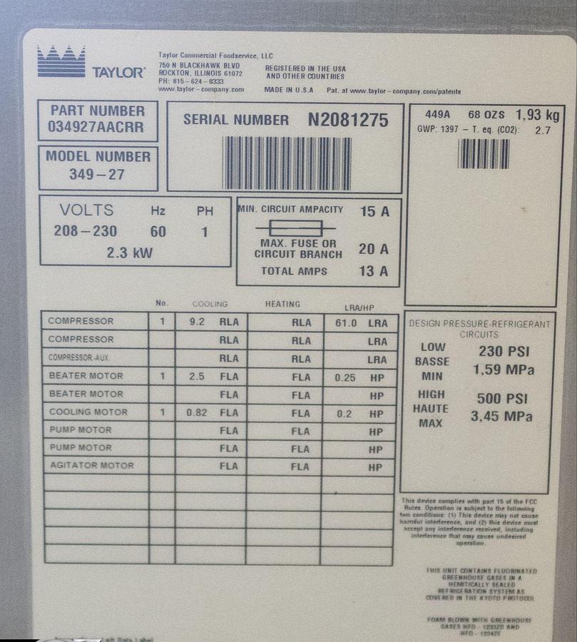 Used TAYLOR 4 BARREL SLUSH MACHINE - 2 MACHINES AVAILABLE 