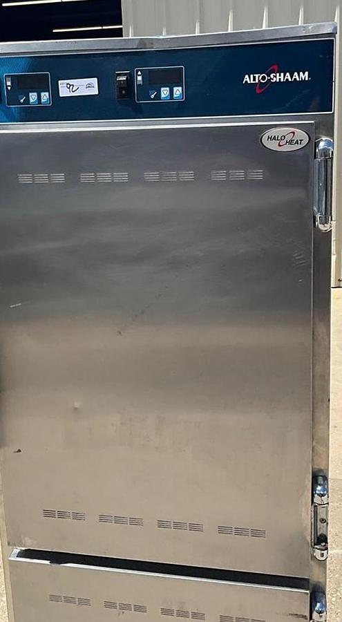 Used Alto Shaam heated food warmer cabinet on casters