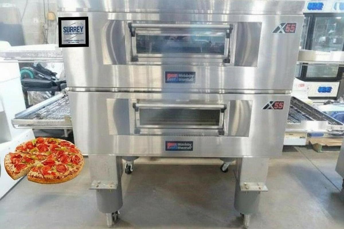 Used Middleby Marshall double deck conveyor pizza ovens Model X55G
