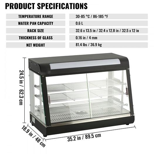 Commercial Hot Food Warmer Display, 3 Tiers