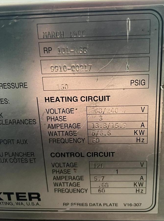 Used Baxter RP101 Commercial Retarder/Proofer Bakery Cabinet | 3-Phase | 208/240V