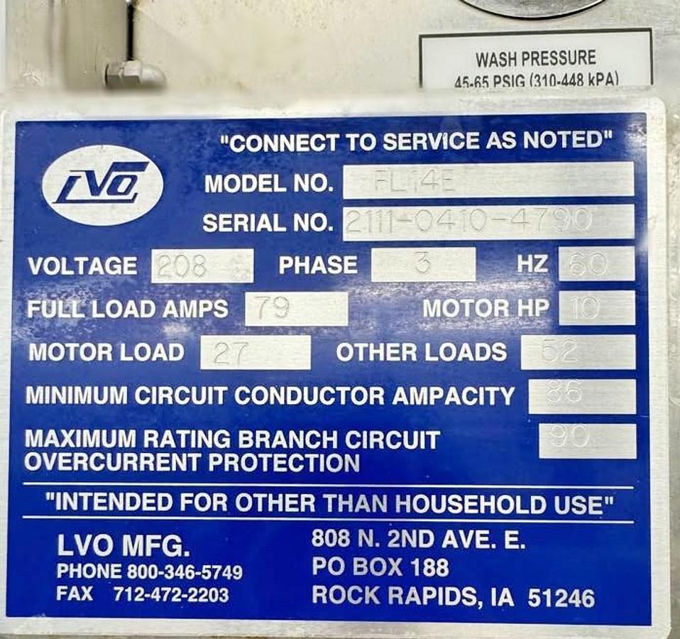 Used LVO FL14E Pot and Pan Washers - 2 available