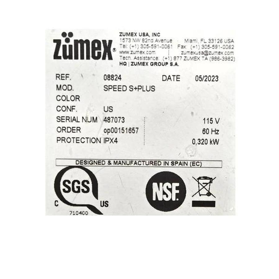 Used Zumex Speed S+Plus Juicer with 07942 Extraction Kit
