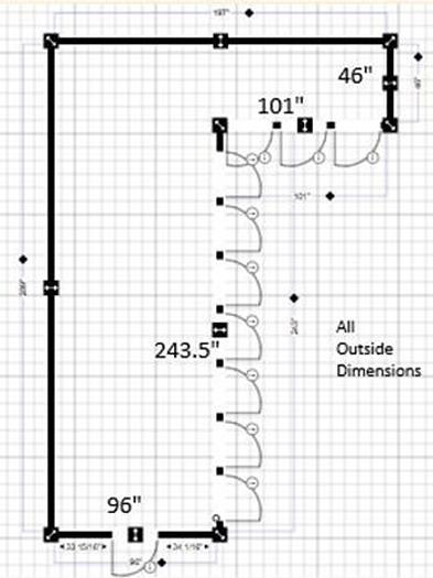 Used Walk in cooler with 9 glass doors - excellent condition - SEE DIAGRAM FOR DIMENSIONS