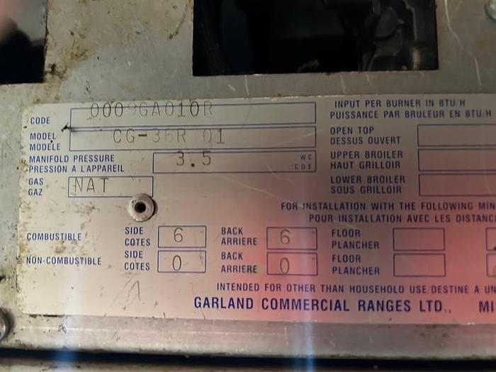 Refurbished High-end Garland 36" Thermostatically Controlled Griddle w/ Stand Model CG-36R