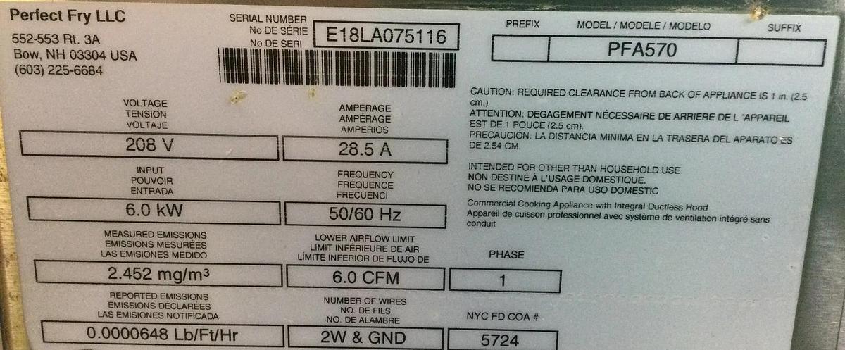 Used Perfect Fry PFA570 Countertop Electric Automated Ventless Fryer