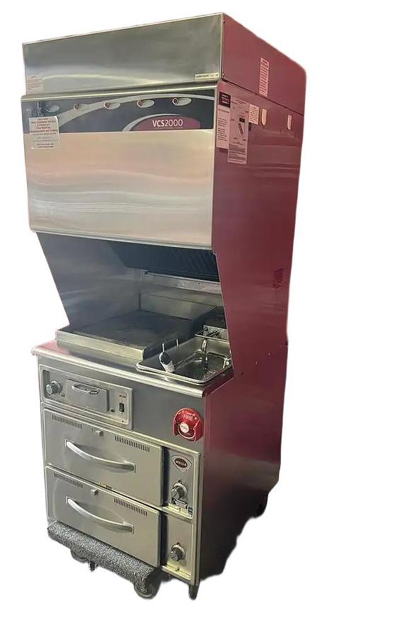 Used Wells WVFGRW 15 lb Electric Ventless Fryer - 2 Warming drawers with Griddle