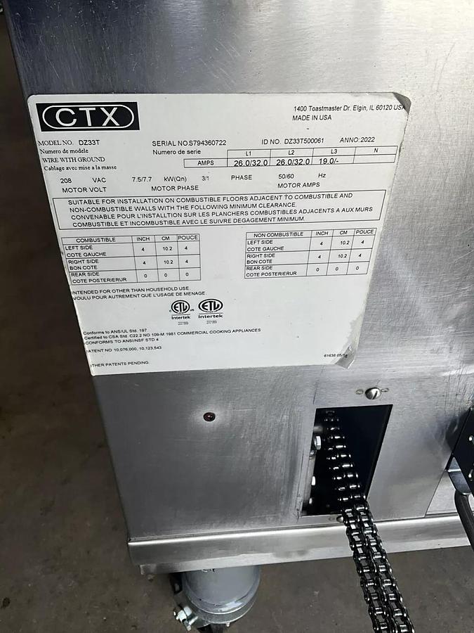 Used 2022 CTX Middleby Marshall DZ33T Infrared Radiant conveyor pizza double oven