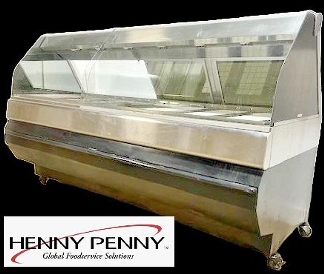Used "HENNY PENNY MPB-107" 208V 7 WELLS DUAL SERVICE HOT FOOD DISPLAY CASE, 95.5"W