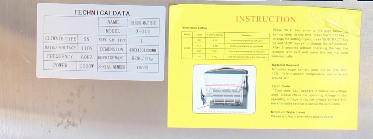 Used Demo Slush Machine - Used Once - Model: X-300 