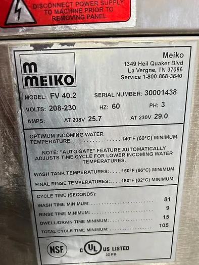 High Temp Meiko Dishwasher -special clearance