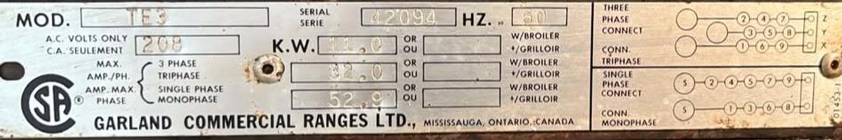 Used Garland Full Sized Electric Convection Oven with Stand