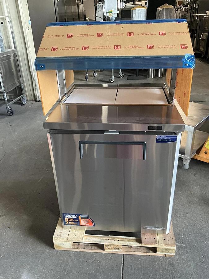 Used New Turbo Air MST28N-711S 28" refrigerated prep table with sneeze guard Salsa - BRAND NEW