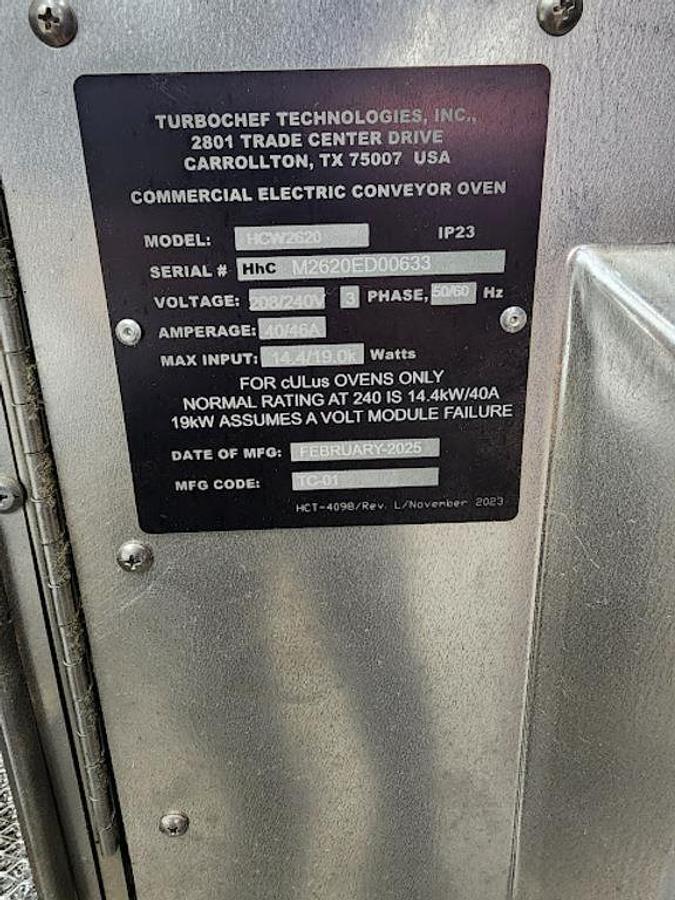 Used LIKE NEW TURBOCHEF ELECTRIC CONVEYOR PIZZA OVENS -VENTLESS - WARRANTY - MANUFACTUERED 2025