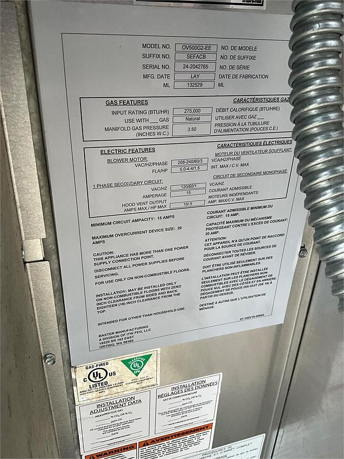 Used 2022 Baxter gas double rack oven - NEVER USED - 