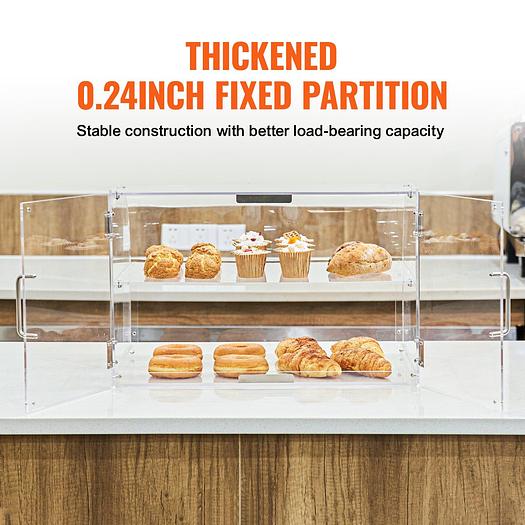Curved Euro Style Pastry Acrylic Display Case, 2-Tier Commercial Countertop 22" wide
