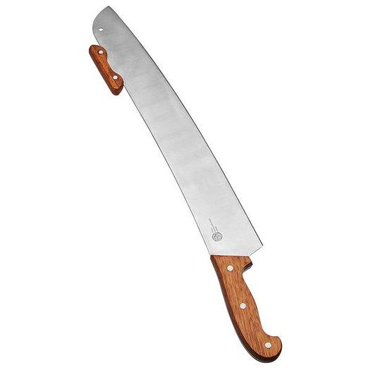 Used American Metalcraft PWK19 18" Double Wood Handle Pizza Knife