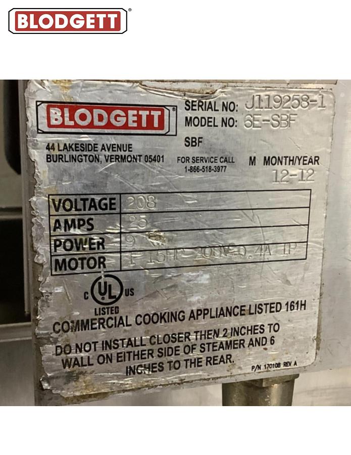 Used Blodgett 6E-SBF Counter Top Steamer
