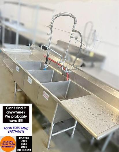 Refurbished Triple pot sink with drain boards and spay faucet and add on taps