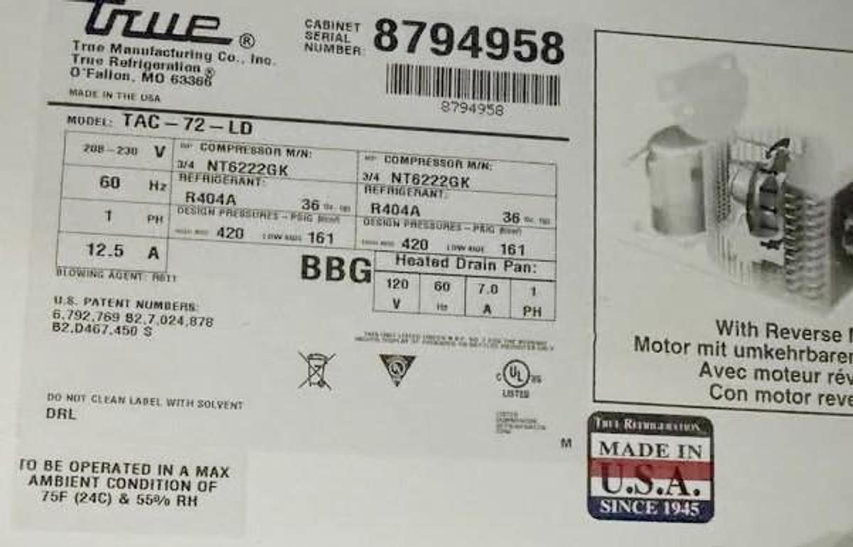 Used True cooler - Open Refrigerator 72" -TAC-72-LD