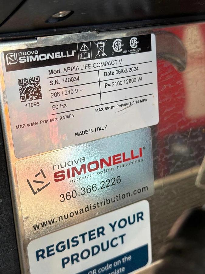 Used 2024 Nuova Simonelli Appia Life Compact Espresso Machine Commercial Espresso Machine 