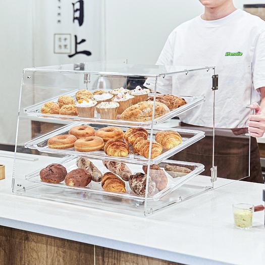 Used Pastry Display Case, 3-Tier Commercial Countertop Bakery Acrylic Display Case - 20.7" wide