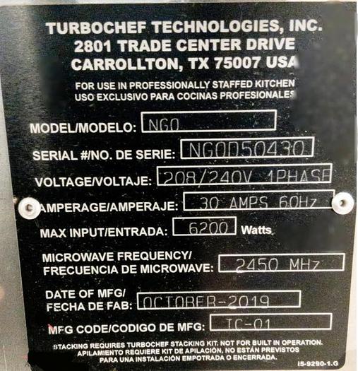 Used Turbo Chef 2019 Fast Bake Oven - - FAST BAKE OVEN