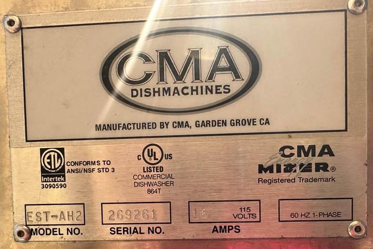 Used Commercial CMA Low Temp Model EST-AH2 Dishwasher, 120V
