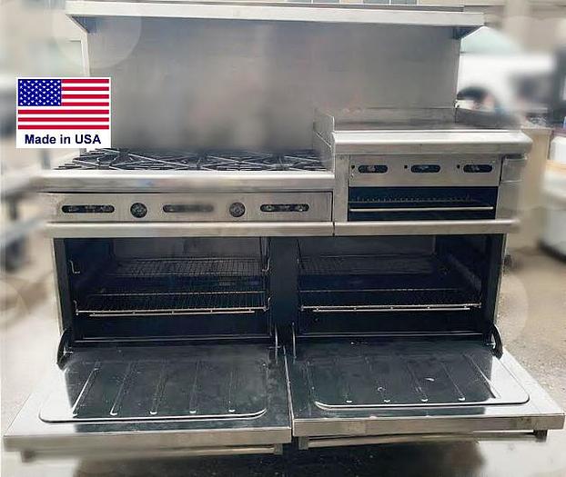 Used Wolf combo Gas range - 2 ovens - 6 burners - 24" flat top grill with broiler