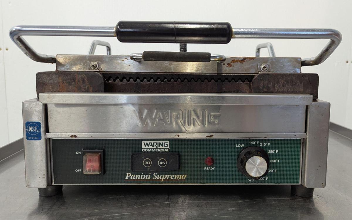 Used Waring WPG250TC Grooved Top & Bottom Panini Sandwich Grill