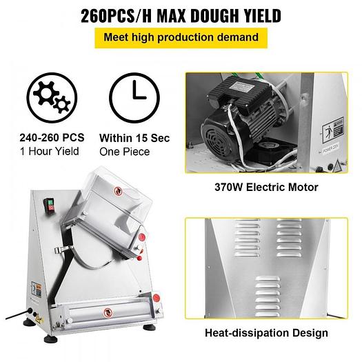 Dough sheeter -  Pizza Dough Roller Sheeter, Max 12" Automatic Commercial Dough Roller