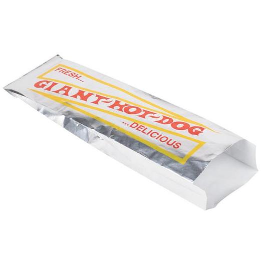 3" x 2" x 12" Printed Foil Hot Dog Bag - 250 / Pack
