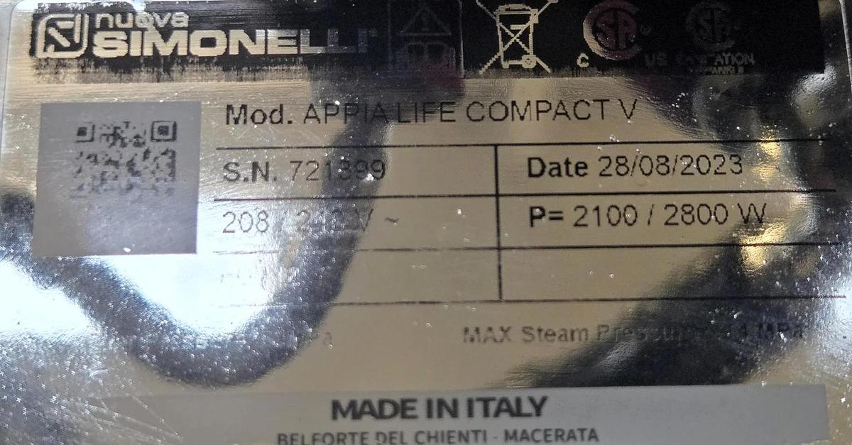 Used Nuova Simonelli Appia Life 2 Group Espresso Machine -WARRANTY