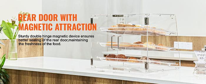 Used Pastry Display Case, 3-Tier Commercial Countertop Bakery Acrylic Display Case - 20.7" wide