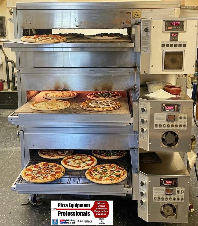 Used XLT XLT-3240-TS Triple Deck Conveyor Convection Pizza Oven Natural Gas