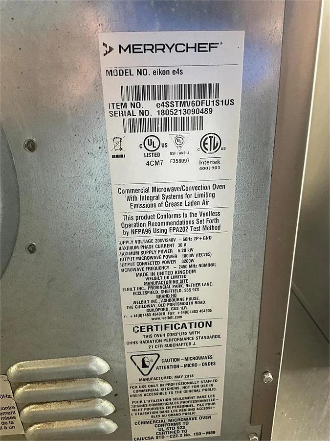 Used Merrychef Speed Microwave Oven