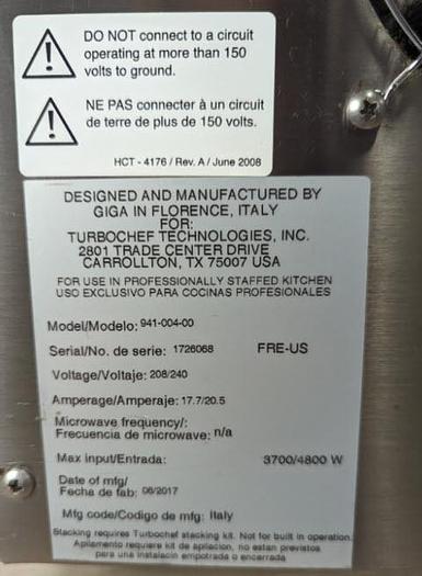 Used TurboChef Fire - High Speed Pizza Oven -VENTLESS -