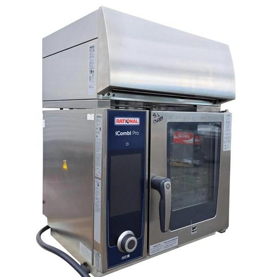Used Rational LMZ100AE.DAB / UltraVent Plus XS iCombi Pro 4 Pan Half Size Electric Combi Oven with Hood