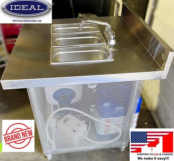 Triple hot and cold mobile wash sink