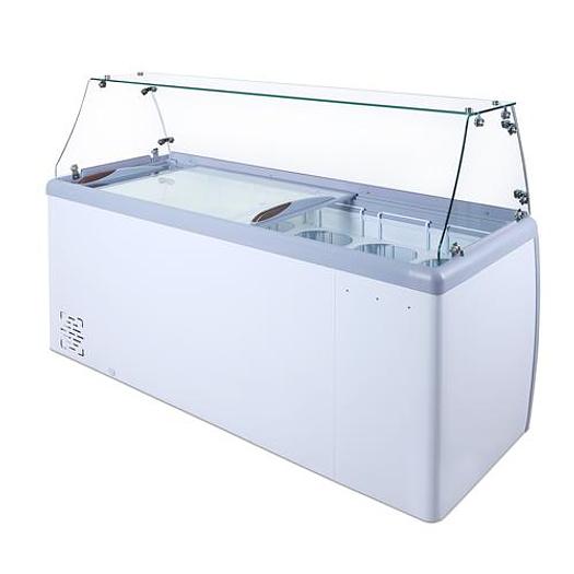 60-inch Ice Cream Dipping Freezer with Flat Sneeze Guard