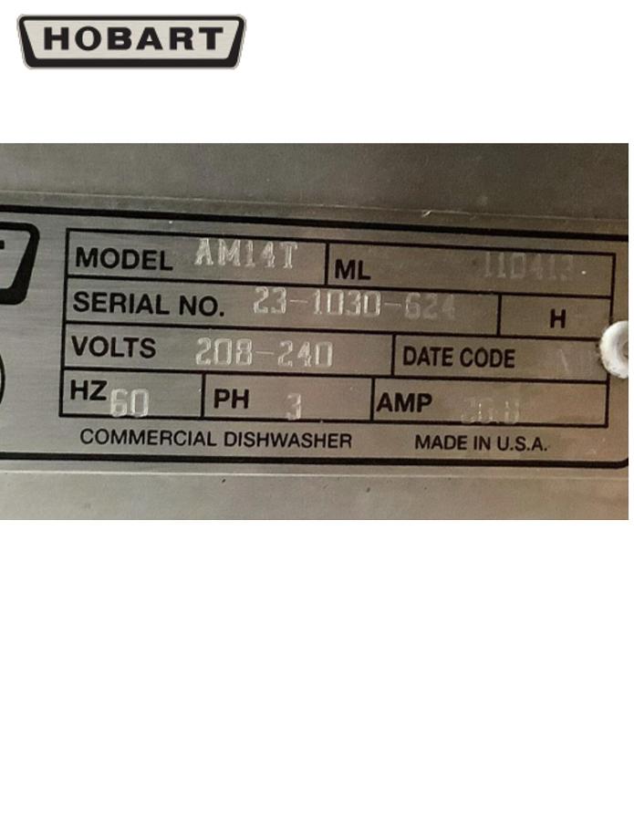 Used Hobart AM14T Natural Gas High Temp Dishwasher