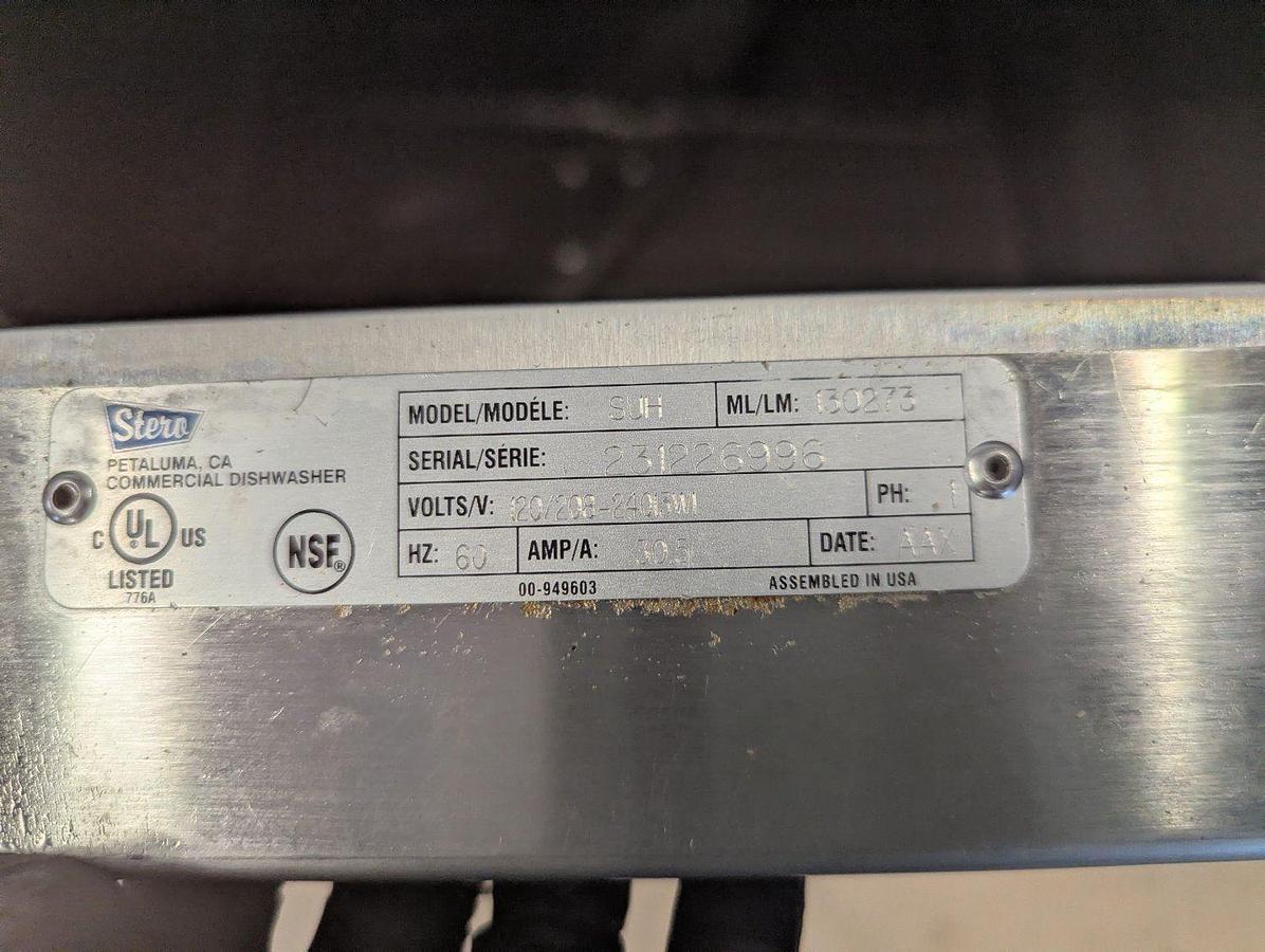 Used Stero SUH High-Temp Undercounter Dishwasher