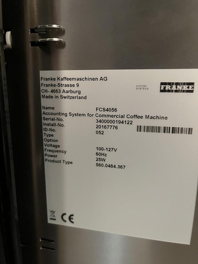 Used Franke A600 Espresso Machine w/ Swipe Card Reader