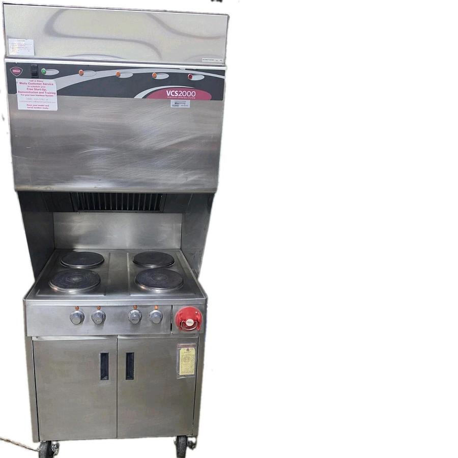 Used Wells Ventless Cooking System VCS2000 FOUR 9" FRENCH STYLE HOT PLATES - Cabinet
