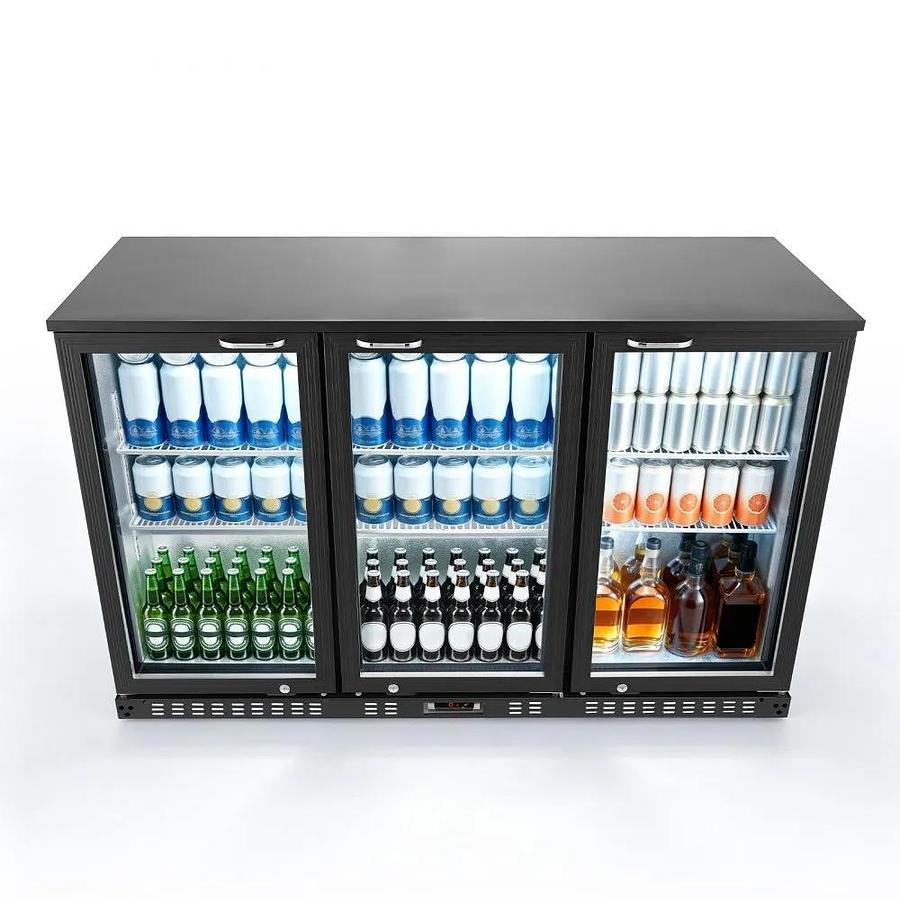 Used Back Bar Cooler, 11.4 Cu.Ft Commercial Beverage Refrigerator with 3 Glass Door, Large Under Counter Fridge w/ LED Lighting, Shelf, Low-E Glass Display Cooler for Store, Lobby, Restaurant, Pub