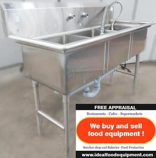 Used 3 Compartment pot sink with spray taps