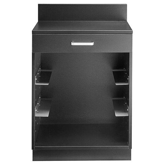 24" Black Waitress Station with Drawer and 4 Adjustable Stainless Steel Rack Holders